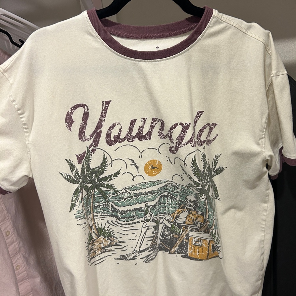 YoungLA Cream and Purple Tee